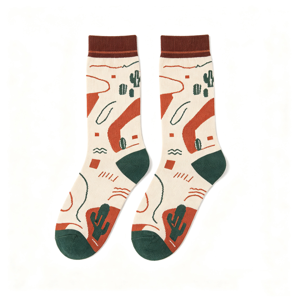 Desert Cactus Abstract Men Crew Socks