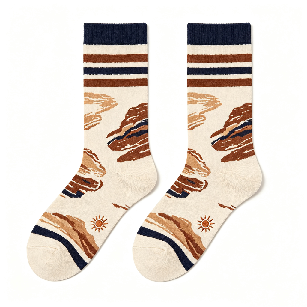 Vintage Mountain Sunset Men Crew Socks
