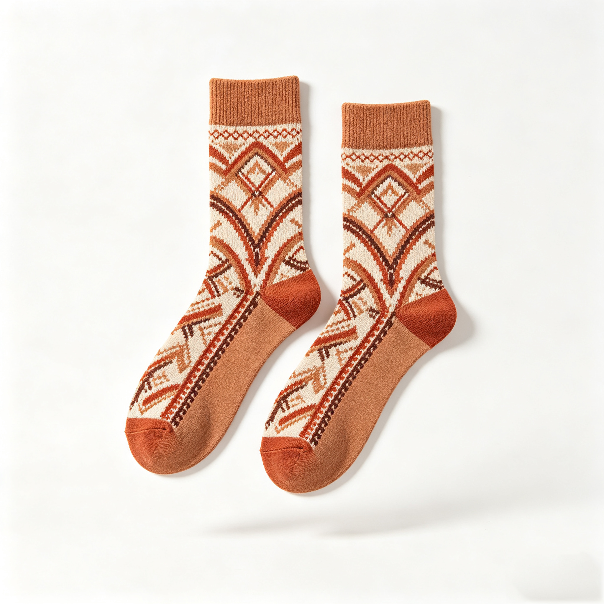 Warm Tone Southwest Pattern Women Crew Socks