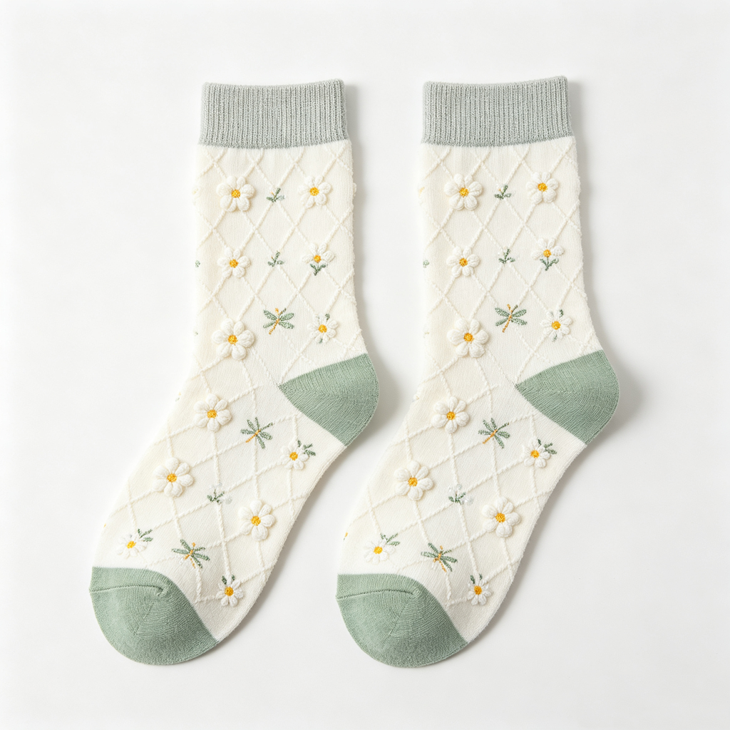 Off‑White Daisy Dragonfly Jacquard Women Crew Socks