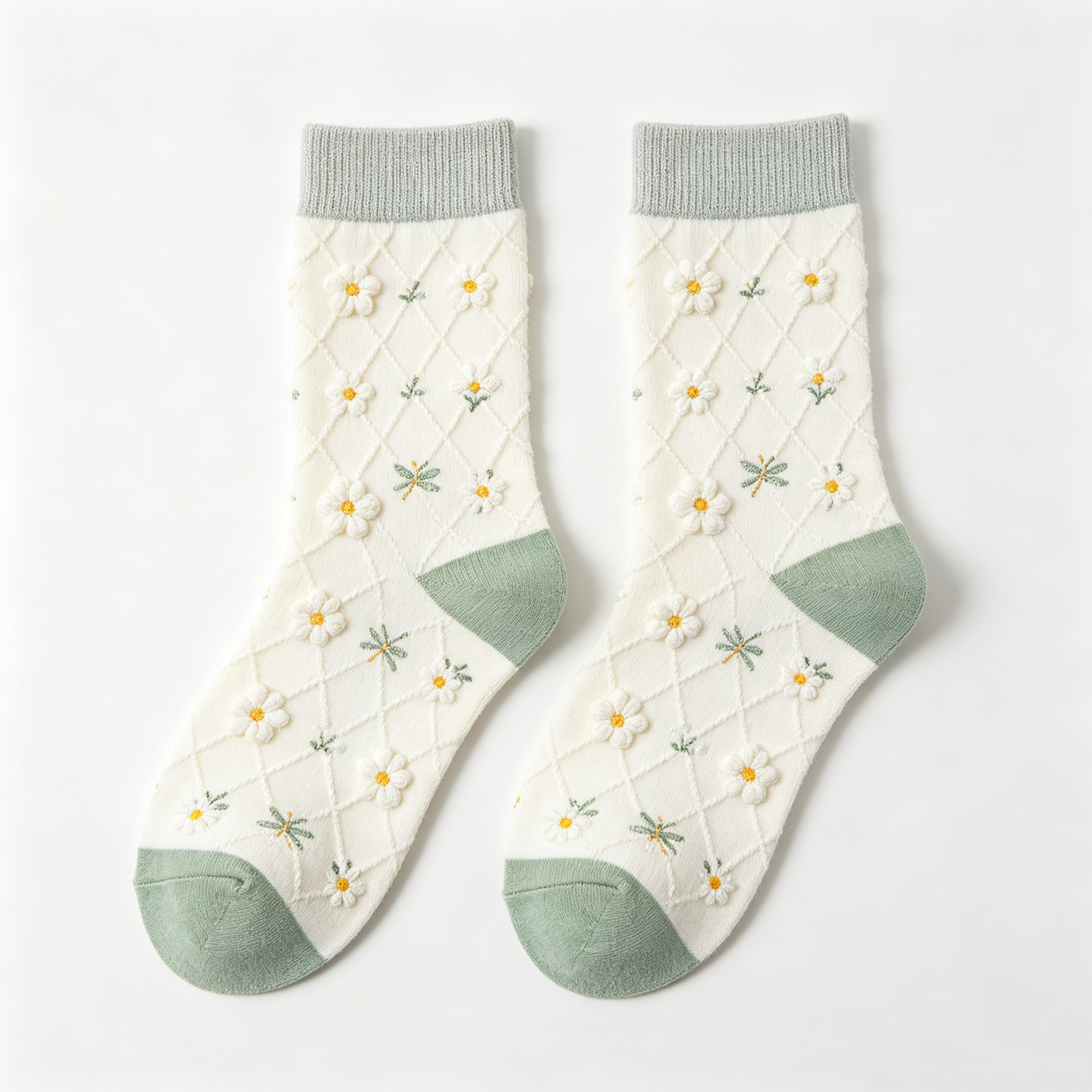 Off‑White Daisy Dragonfly Jacquard Women Crew Socks