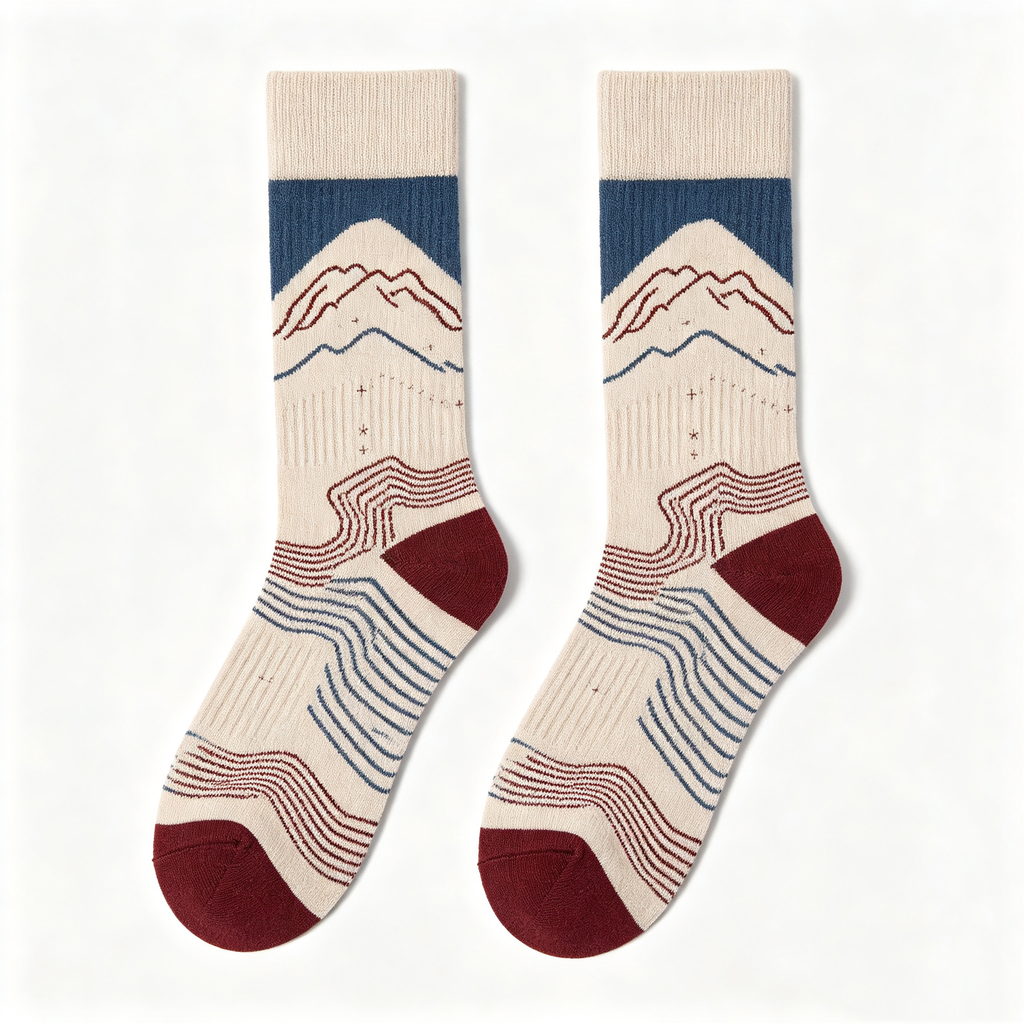 Linear Mountain Contour Men Crew Socks