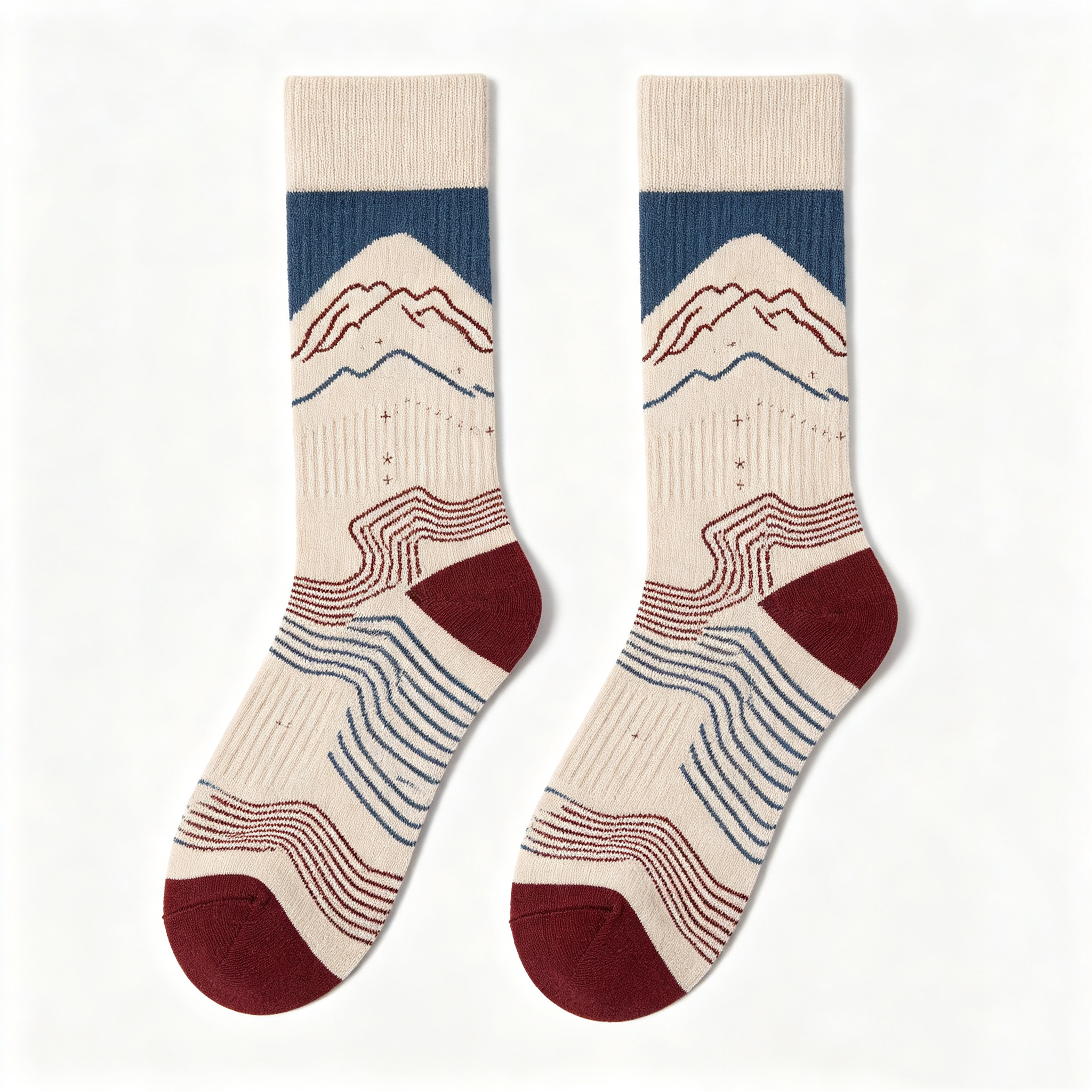 Linear Mountain Contour Men Crew Socks