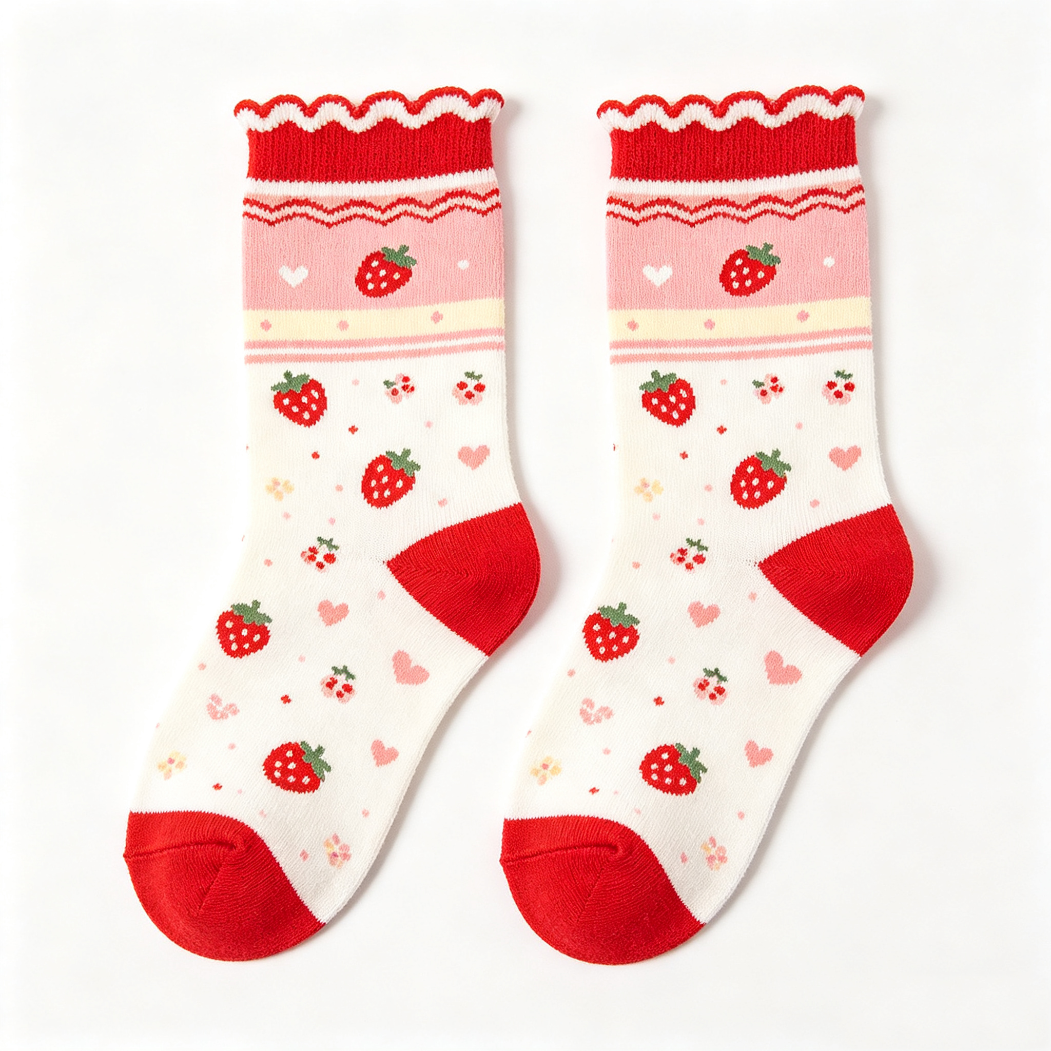 Strawberry Ruffle Kids Crew Socks