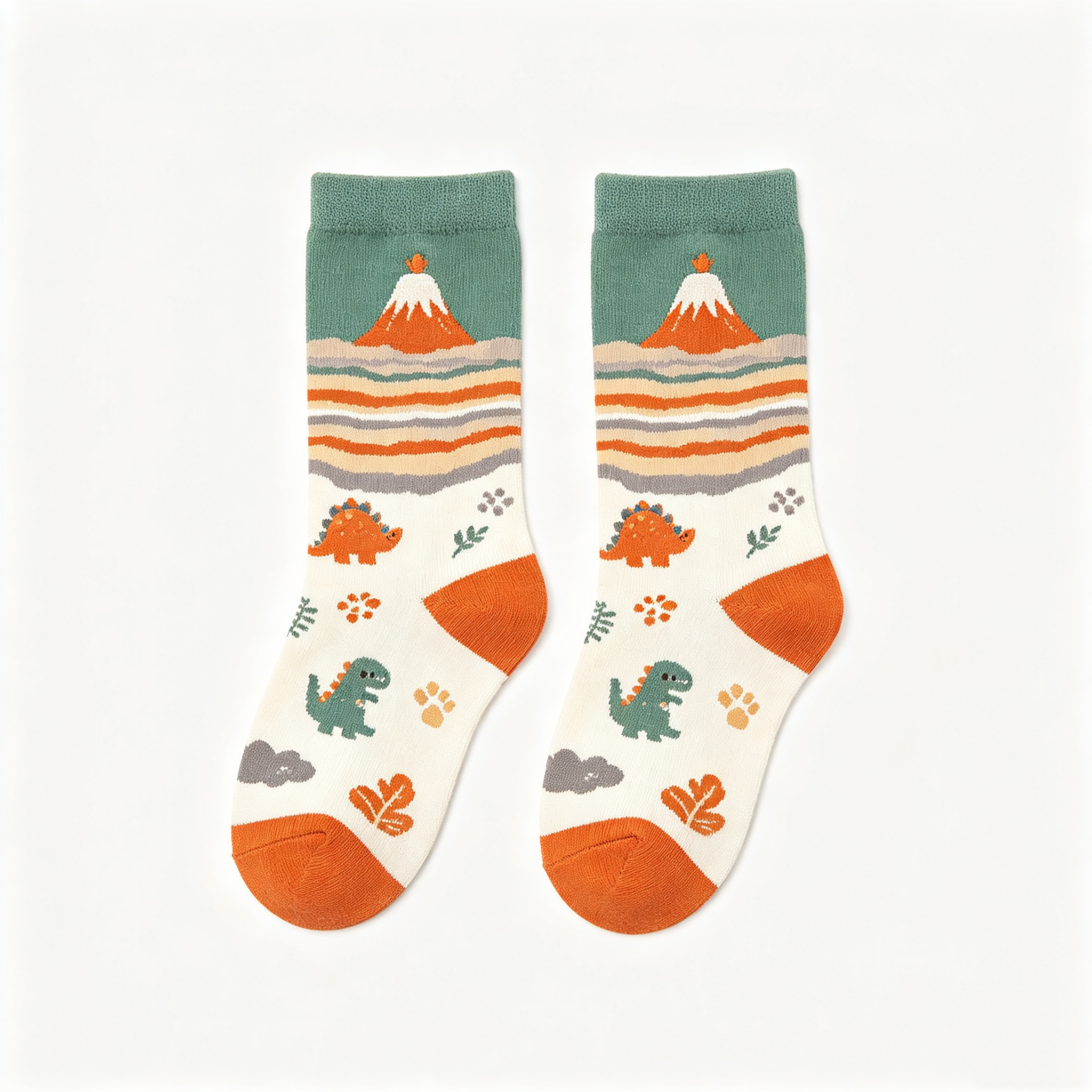 Volcano Dino Wilderness Kids Crew Socks