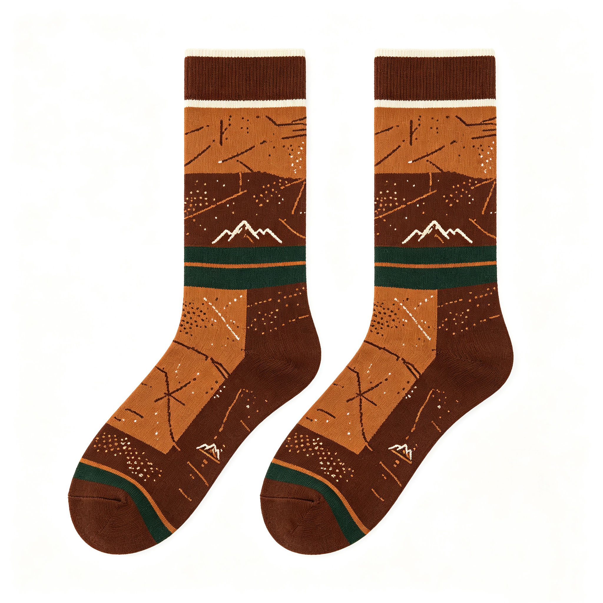 Retro Patchwork Mountain Men Crew Socks