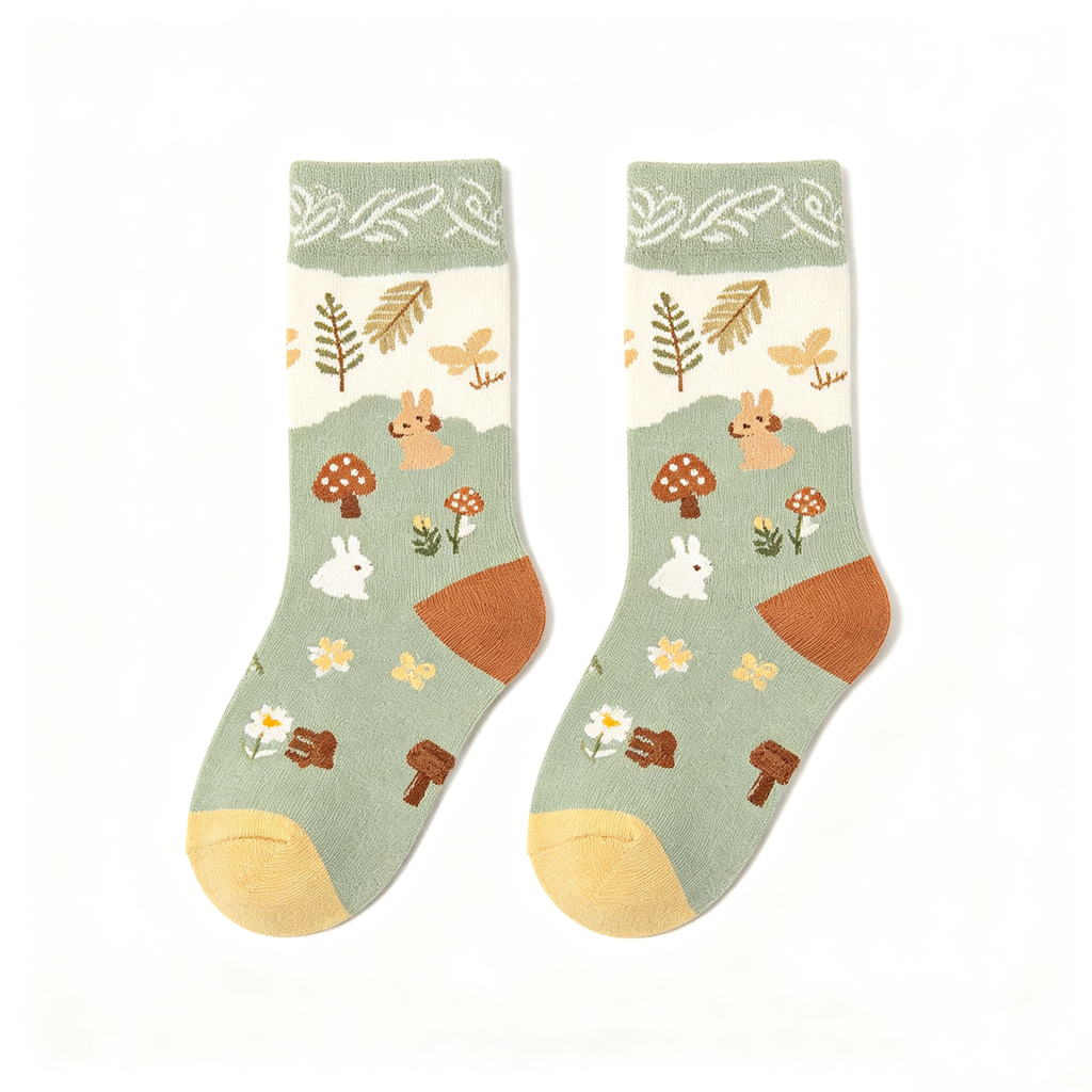 Forest Rabbit Daisy Kids Crew Socks