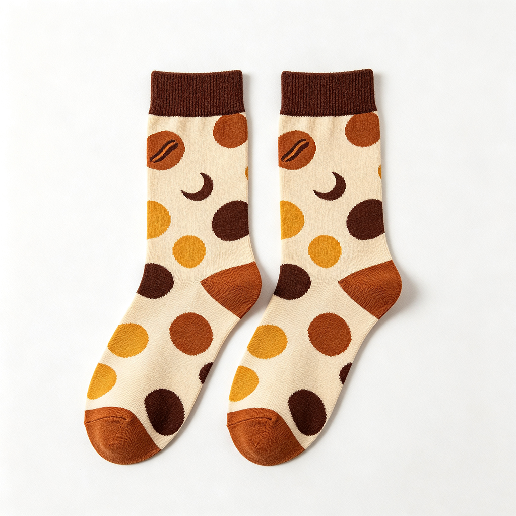 Vintage Polka Dot Moon Graphic Women Crew Socks