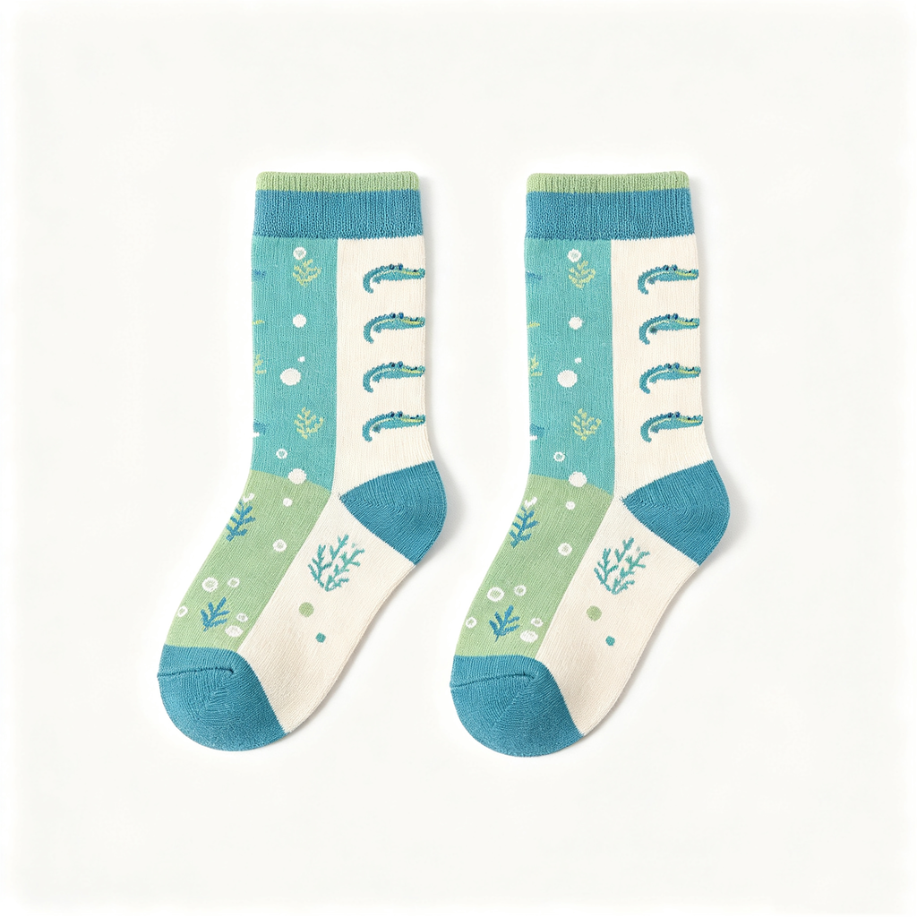 Underwater Crocodile Kids Crew Socks
