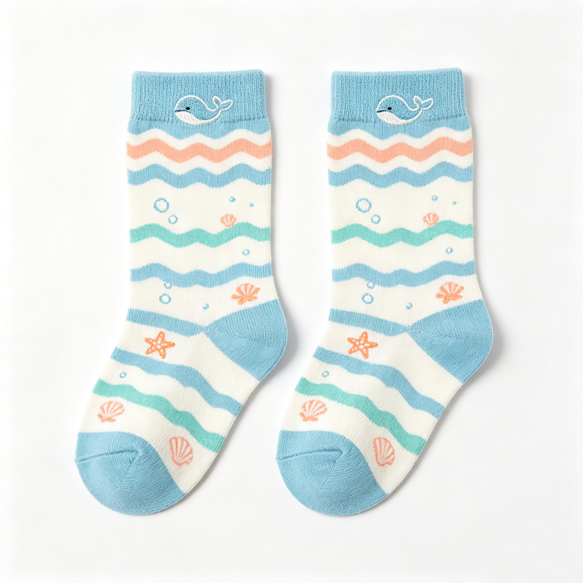 Whale Wave Ocean Kids Crew Socks