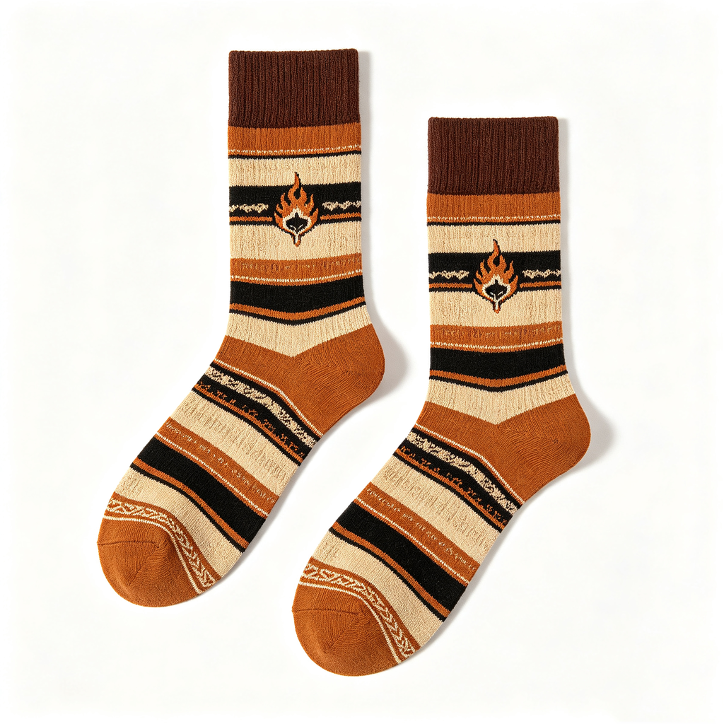 Campfire Flame Stripe Men Crew Socks