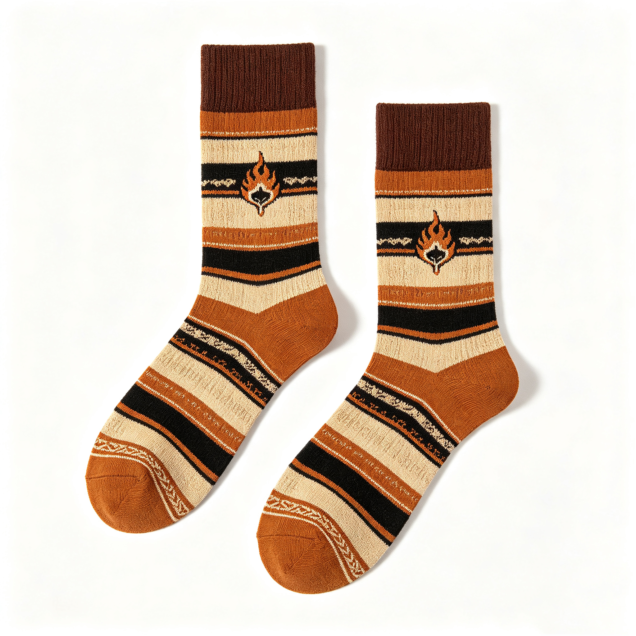 Campfire Flame Stripe Men Crew Socks