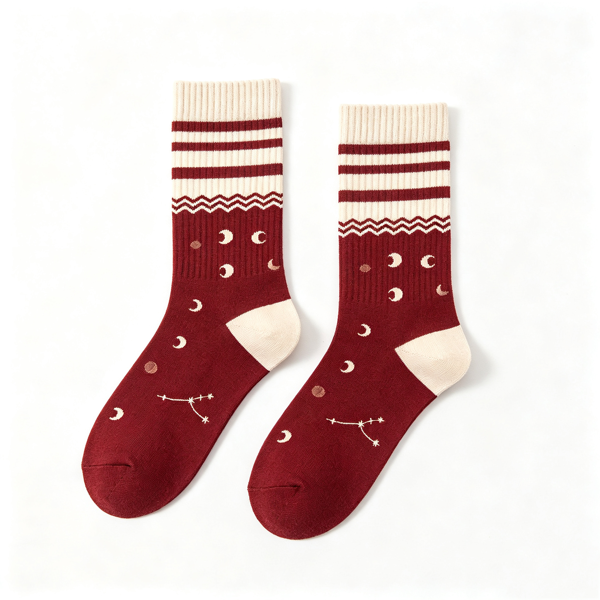 Celestial Moon Constellation Men Crew Socks