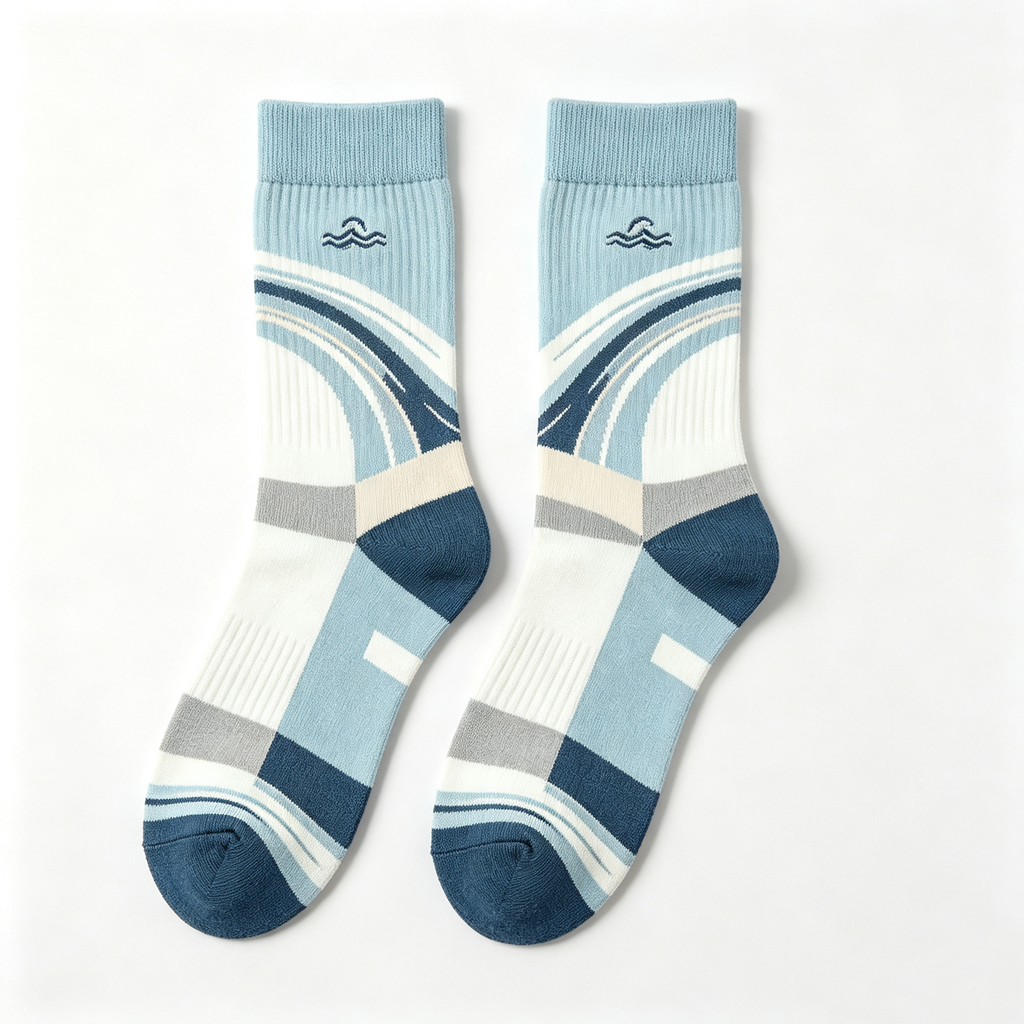 Ocean Wave Geometric Men Crew Socks
