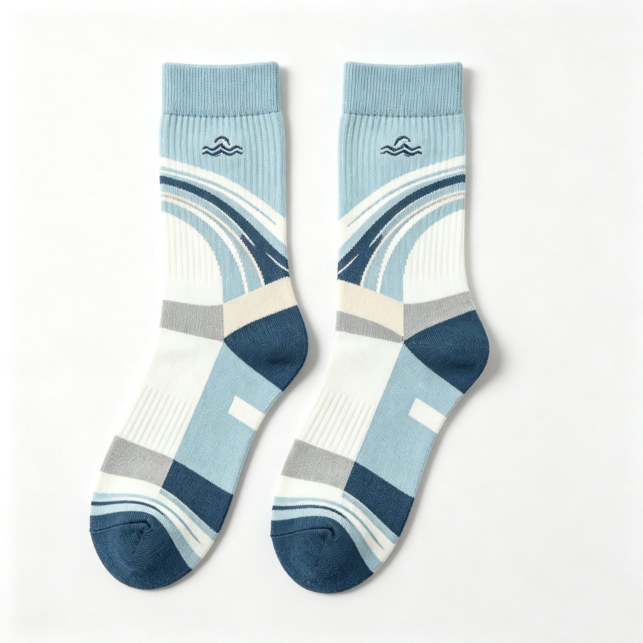 Ocean Wave Geometric Men Crew Socks
