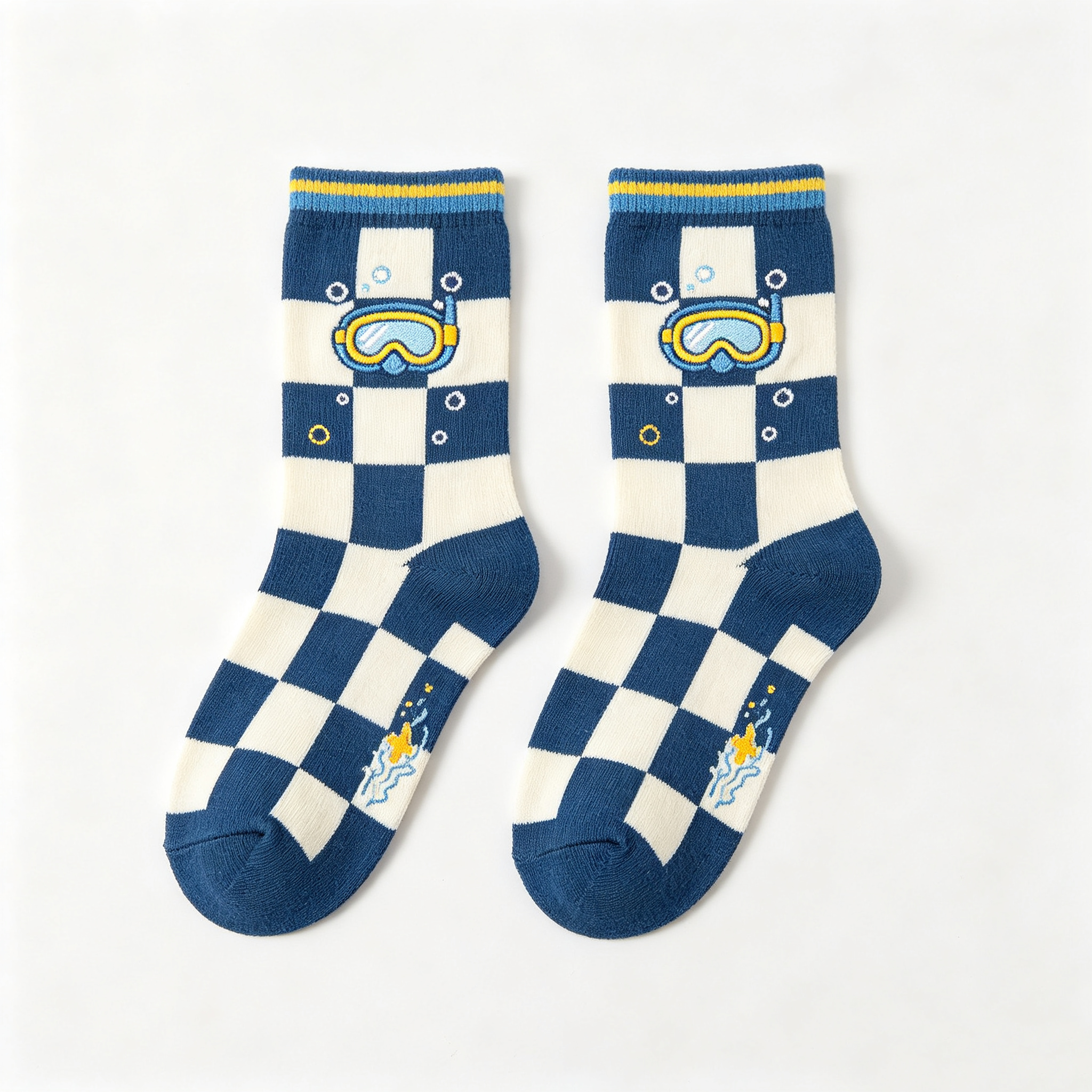 Checkerboard Diving Goggle Kids Crew Socks