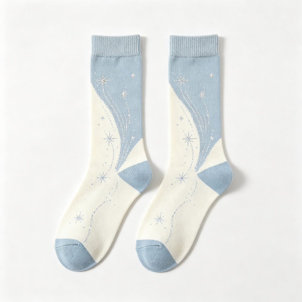 Soft Star-Shaped Snowflake Socks