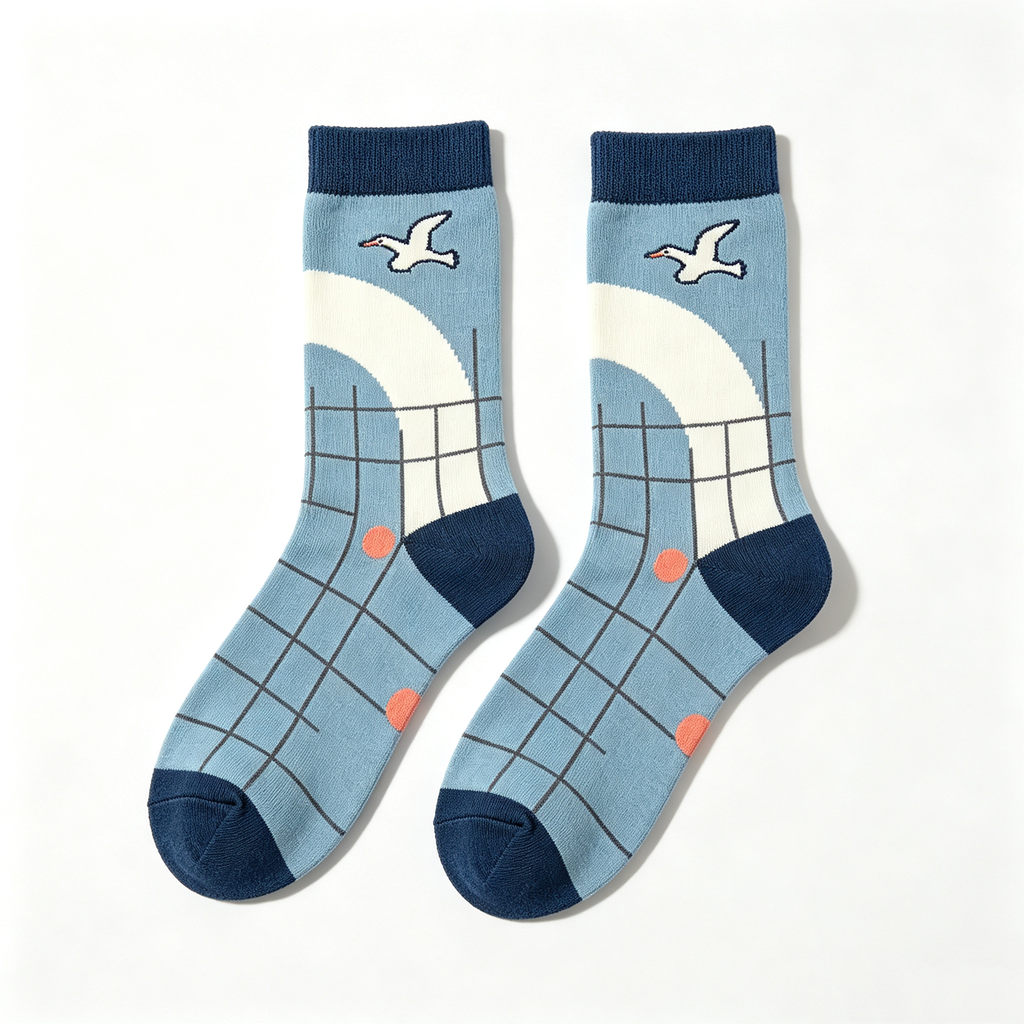 Seagull Coastal Art Men Crew Socks