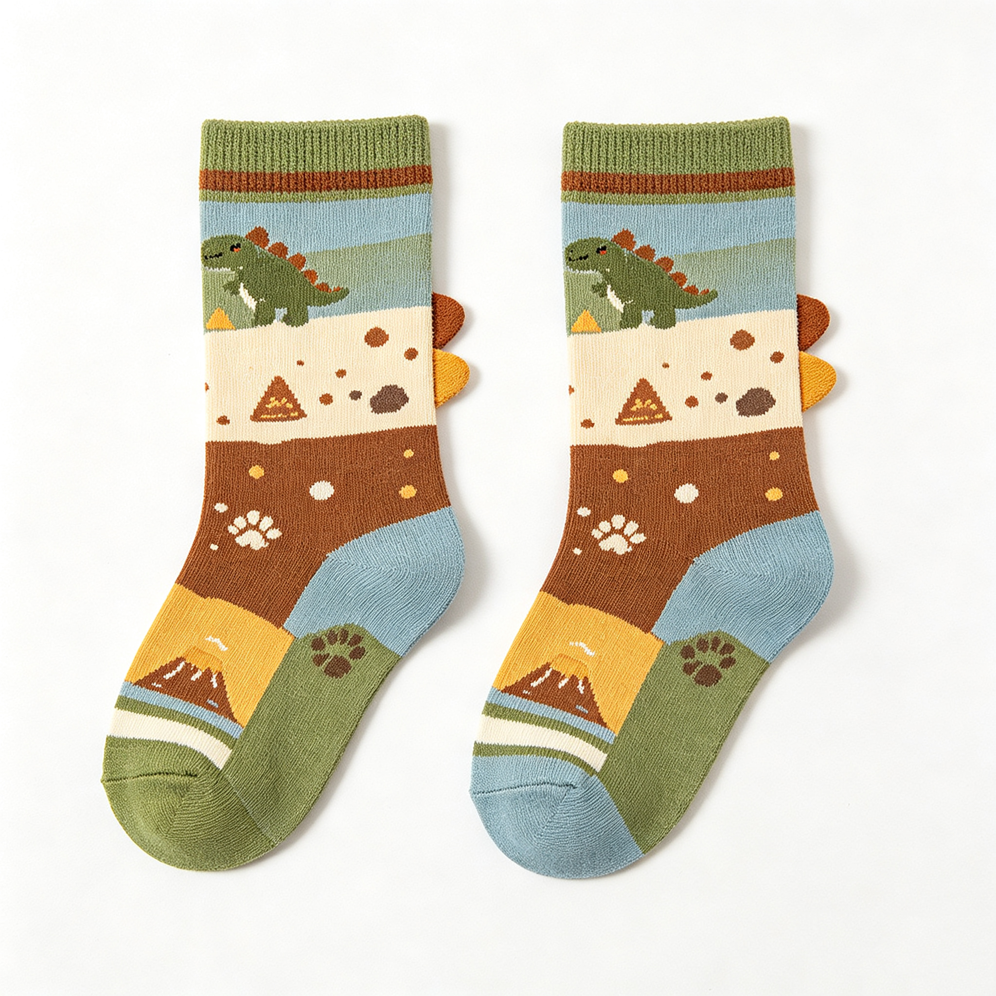 3D Spiked Dinosaur Kids Crew Socks