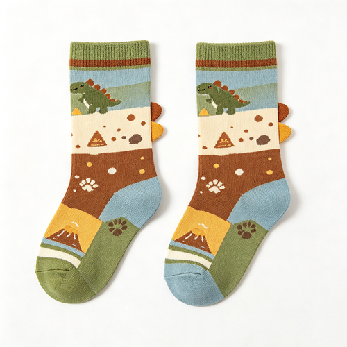 3D Spiked Dinosaur Kids Crew Socks