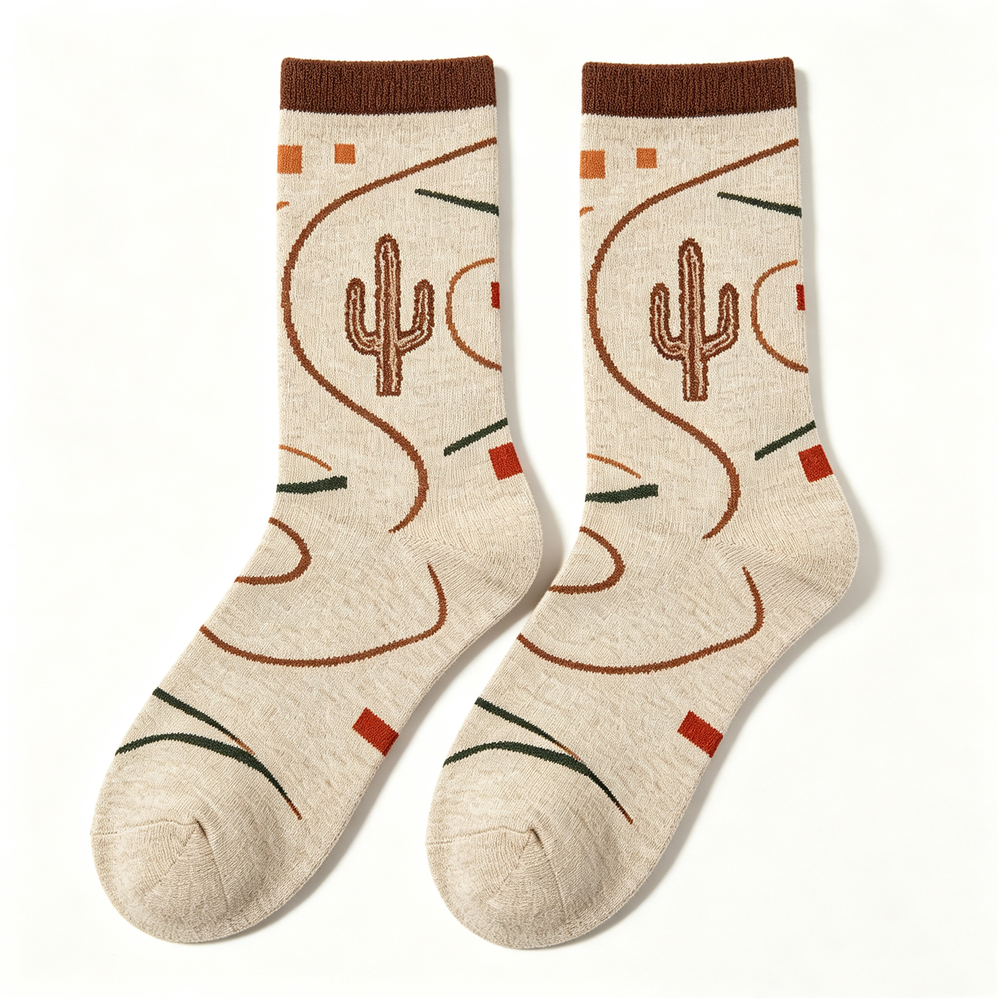 Desert Cactus Abstract Men Crew Socks