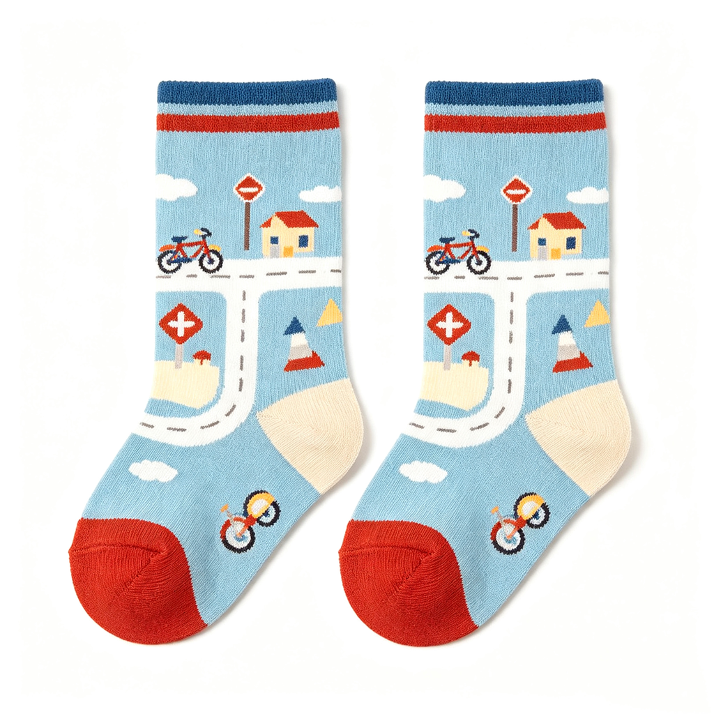 Road Bicycle Town Kids Crew Socks