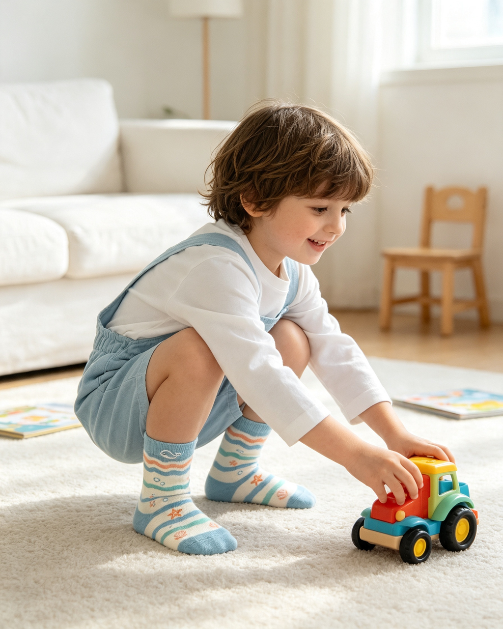 Whale Wave Ocean Kids Crew Socks