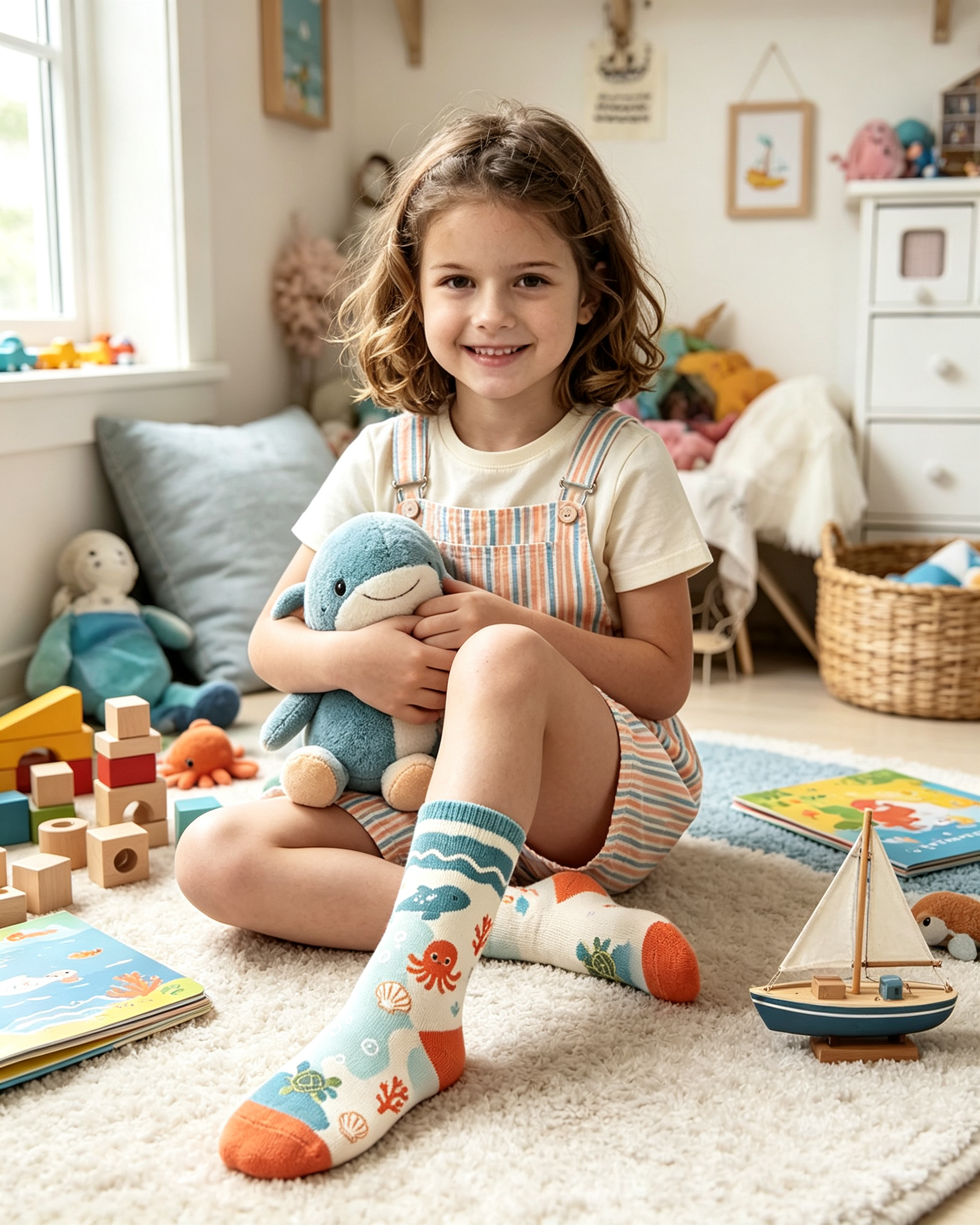 Octopus Turtle Ocean Kids Crew Socks