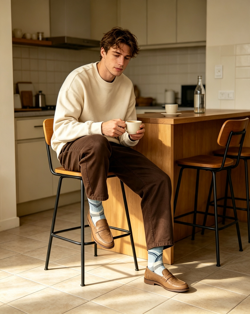 Ocean Wave Geometric Men Crew Socks