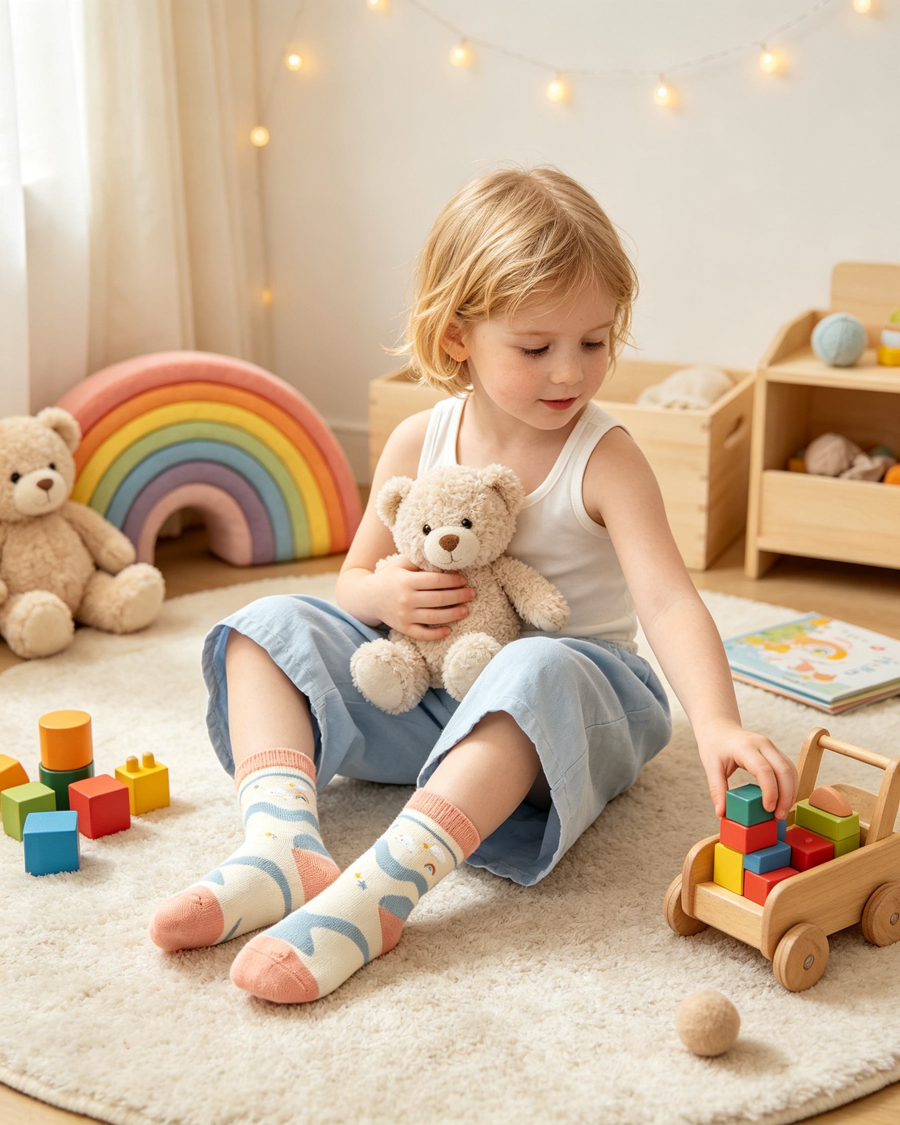 Rainbow Cloud Star Kids Crew Socks