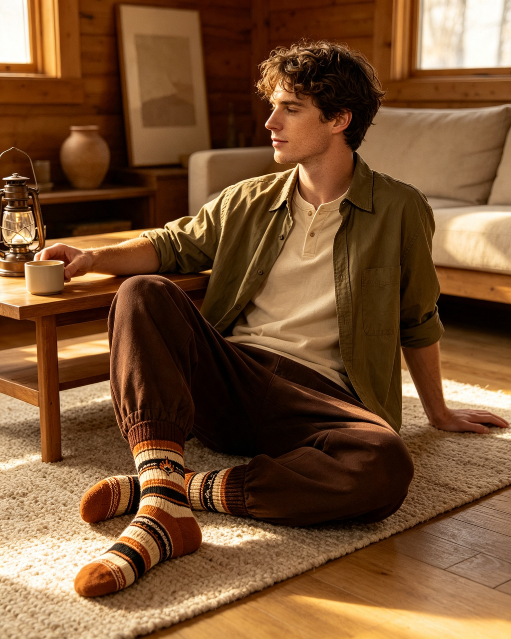 Campfire Flame Stripe Men Crew Socks