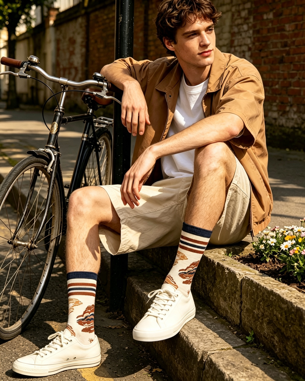 Vintage Mountain Sunset Men Crew Socks
