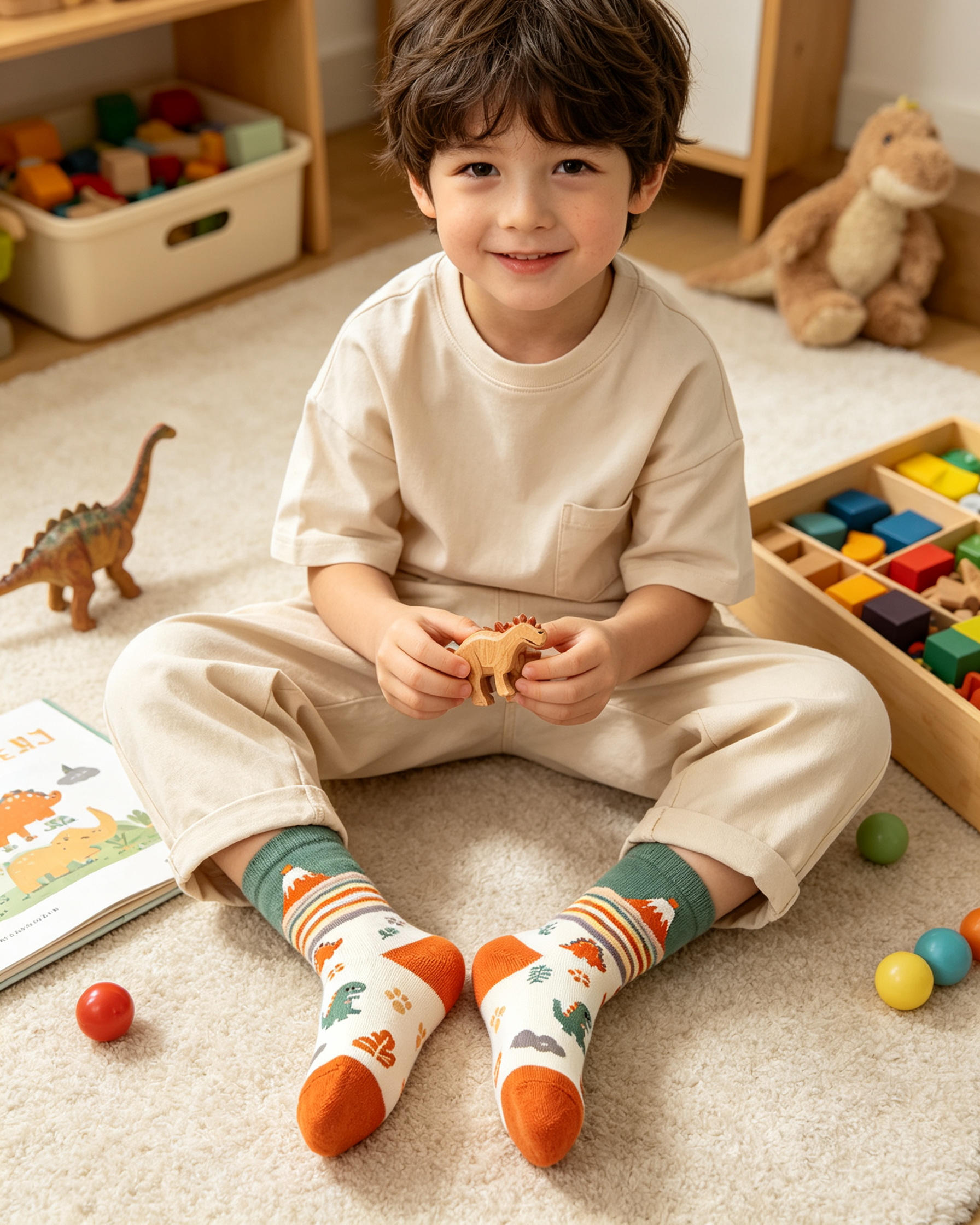 Volcano Dino Wilderness Kids Crew Socks