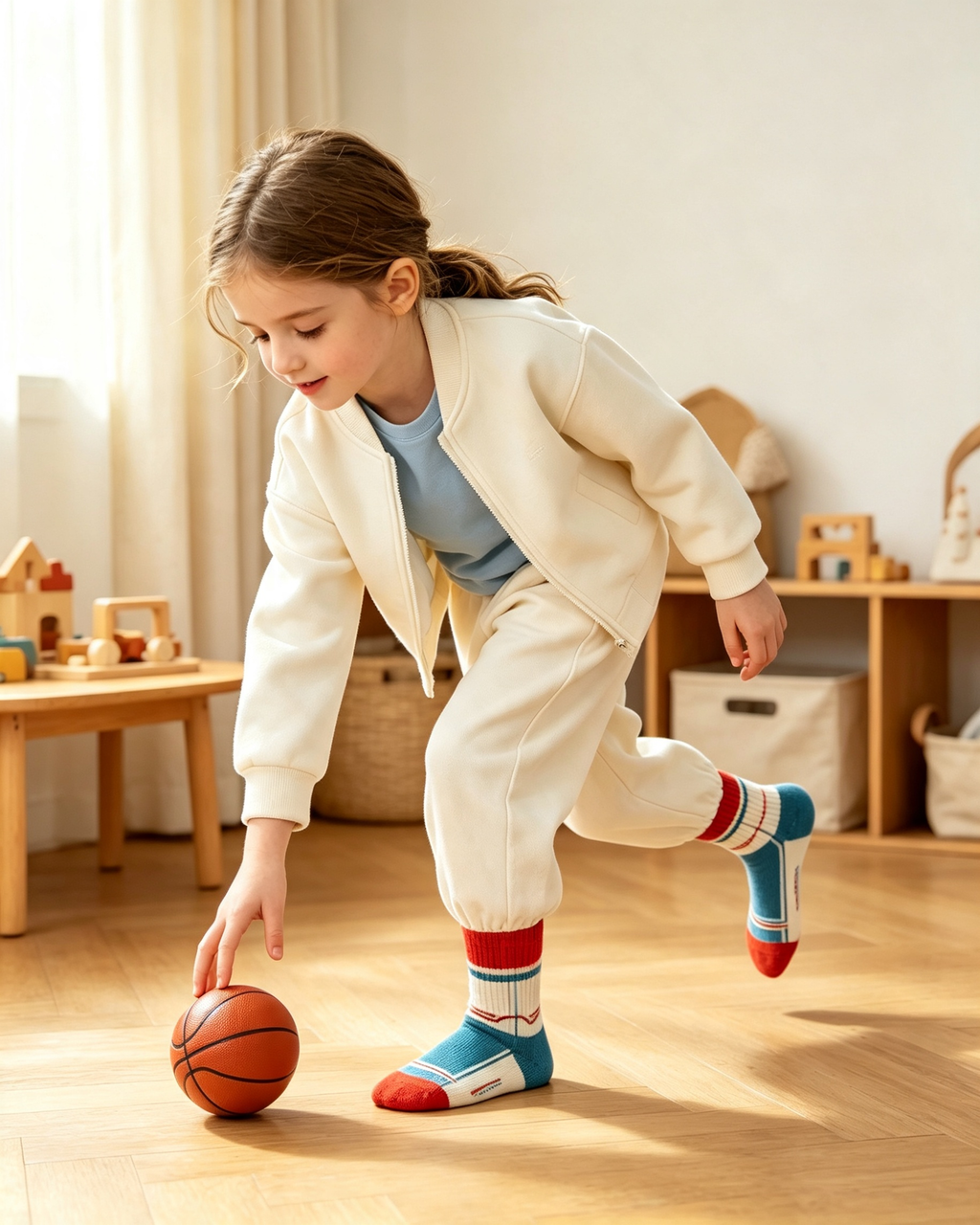 Retro Geometric Stripe Kids Crew Socks