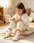 Pastel Floral Butterfly Kids Crew Socks